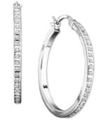 Sterling Silver Diamond Accent Round Hoop Earrings