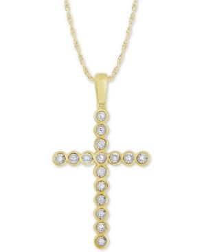 Diamond Cross 18 Pendant Necklace (1/8 Ct. T.w.) In 10k Gold
