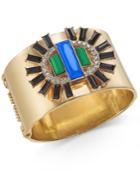 Thalia Sodi Gold-tone Crystal & Stone Wide Bangle Bracelet, Created For Macy's