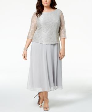 Alex Evenings Plus Size Embroidered-overlay Dress