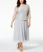 Alex Evenings Plus Size Embroidered-overlay Dress
