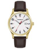 Caravelle New York By Bulova Men's Brown Leather Strap Watch 40mm