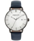 Kenneth Cole New York Men's Blue Leather Strap Watch 44mm
