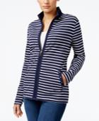 Karen Scott Striped Mock-neck Jacket, Only At Macy's