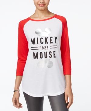 Disney Juniors' Mickey Mouse Metallic Graphic Baseball T-shirt