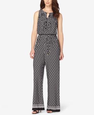 Tahari Asl Keyhole Printed Jumpsuit