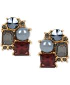 Kenneth Cole New York Gold-tone Imitation Pearl And Stone Cluster Stud Earrings