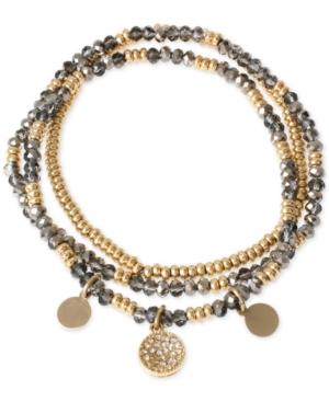 Kenneth Cole Gold-tone Beaded Disc Multi-layer Stretch Bracelet