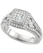 Diamond Square Cluster Halo Engagement Ring (1 Ct. T.w.) In 14k White Gold