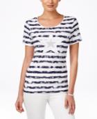 Karen Scott Striped Star-graphic Top, Only At Macy's