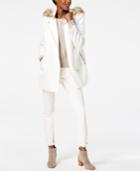 Inc International Concepts Hooded Textured Ponte Coat With Faux-fur Trim, Created For Macy's