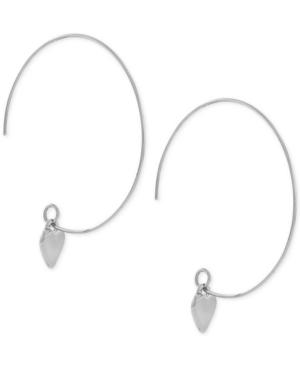 Bcbgeneration Silver-tone Heart Drop Threader Hoop Earrings
