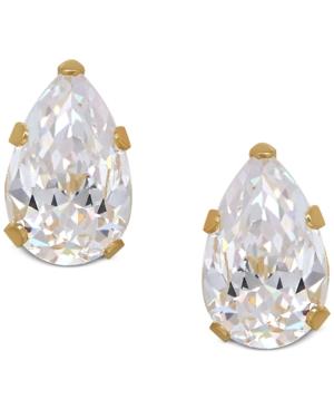 Pear-cut Cubic Zirconia Stud Earrings In 14k Gold