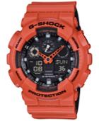 G-shock Men's Analog-digital Orange Resin Strap Watch 51x55mm Ga-100l-4a
