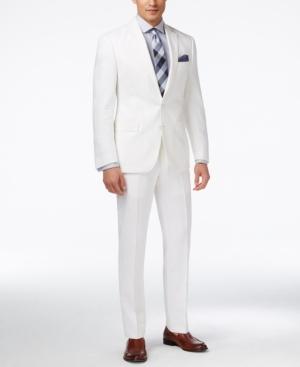 Ryan Seacrest Distinction Men's White Solid Linen Slim-fit Suit, Only At Macy's