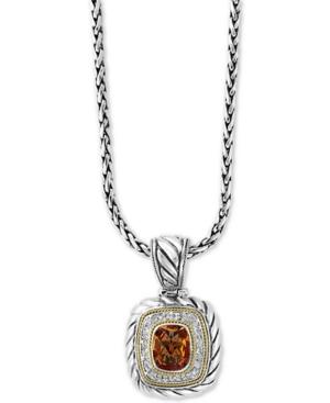 Effy Citrine (2-7/8 Ct. T.w.) & Diamond (1/5 Ct. T.w.) 18 Pendant Necklace In Sterling Silver & 18k Gold