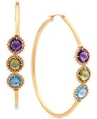 Multi-gemstone Hoop Earrings (5 Ct. T.w.) In 10k Gold