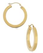 Signature Gold Square Tube Hoop Earrings In 14k Gold