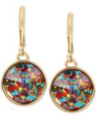 Betsey Johnson Gold-tone Confetti Stone Drop Earrings