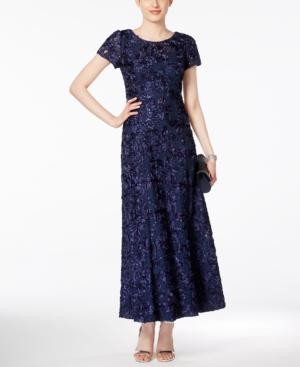 Alex Evenings Petite A-line Rosette Dress