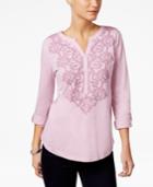 Style & Co Embroidered Top, Created For Macy's