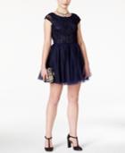 Emerald Sundae Juniors' Sequined Soutache Tulle Skater Dress