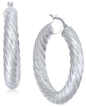 Twisted Hoop Earrings In Sterling Silver