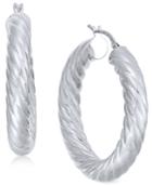 Twisted Hoop Earrings In Sterling Silver
