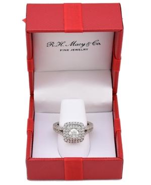 Marchesa Certified Diamond Square Halo Engagement Ring (1-1/4 Ct. T.w.) In 18k White Gold, Created For Macy's