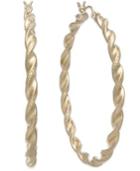 14k Gold Large Twist Hoop Earrings