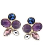 Jones New York Gold-tone Faceted Jewel Stone Clip-on Earrings
