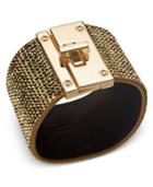 Thalia Sodi Gold-tone Yellow Pave Black Faux Suede Wrap Bracelet, Created For Macy's