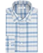 Calvin Klein Men's Steel Classic/regular Fit Non-iron Performance Blue Check Dress Shirt