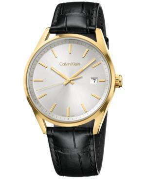 Calvin Klein Men's Swiss Formality Black Leather Strap Watch 44mm K4m215c6
