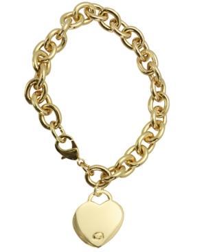 Guess Bracelet, Gold-tone Heart Pendant Bracelet