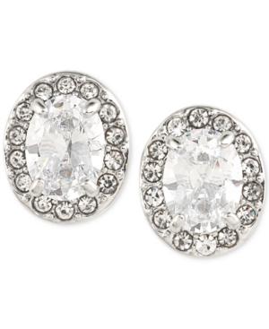 Carolee Silver-tone Clear Cystal Pave Stud Earrings