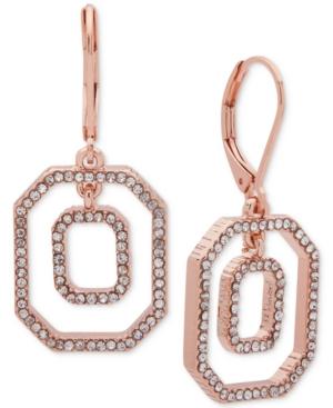 Anne Klein Rose Gold-tone Pave Drop Earrings
