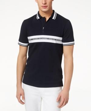 Armani Exchange Men's Logo Striped Zip Polo, Created For Macy's