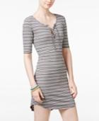 Ultra Flirt Juniors' Striped Lace-up T-shirt Dress