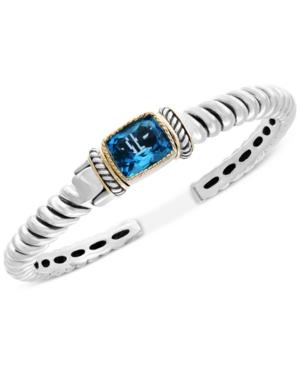 Final Call By Effy Blue Topaz Cuff Bracelet (7-5/8 Ct. T.w.) In Sterling Silver & 18k Gold