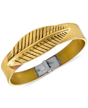 T.r.u. Gold-tone Wide Leaf Cuff Bracelet