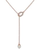 Ivanka Trump Rose Gold-tone Crystal & Imitation Pearl Lariat Necklace, 16 + 3 Extender