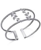 Inc International Concepts Silver-tone Pave Double Leaf Open Cuff Bracelet, Only At Macy's