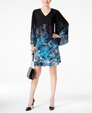 Alfani Printed Accordion-sleeve Dress, Created For Macy's