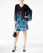 Alfani Printed Accordion-sleeve Dress, Created For Macy's