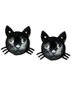 Betsey Johnson Black Cat Stud Earrings