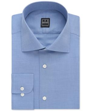Ike Behar Blue Textured Solid Dress Shirt