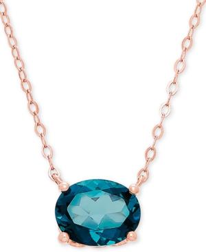 London Blue Topaz 17 Pendant Necklace (2-1/5 Ct. T.w.) In 14k Rose Gold
