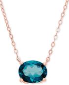 London Blue Topaz 17 Pendant Necklace (2-1/5 Ct. T.w.) In 14k Rose Gold