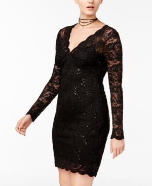 Jump Juniors' Sequined Illusion Lace Dress